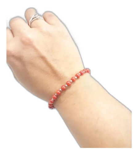 Pulsera Coral Bola 4mm,piedras Naturales Viviana Moreno 