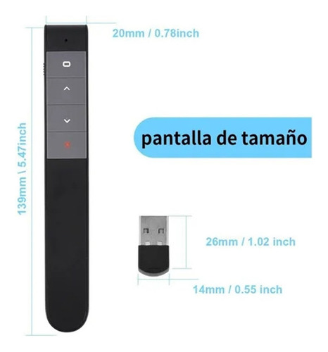 Control Usb Inalámbrico Puntero Láser Remoto De Presentación