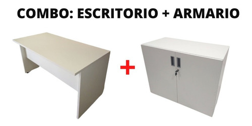 Combo De Oficina Escritorio + Armario Bajo Archivero Puertas