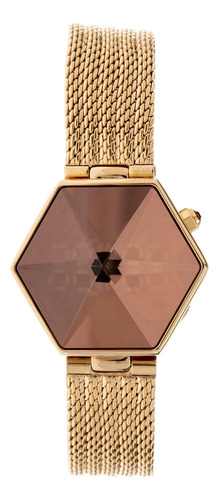 Relógio Digital Feminino Chilli Beans Hexagonal Rosé Hexagon Cor da correia Dourada