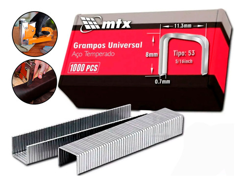 Grampo Para Grampeador Manual 8mm 1.000 Unid Mtx