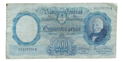 Antiguo Billete 500 Pesos Moneda Nacional Bott 2114 1964