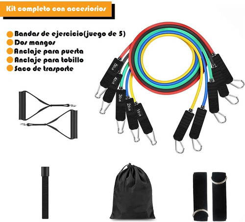 Imagen 2 de 5 de Kit De Ligas Tubulares Resistencia Para Hacer Ejercicios