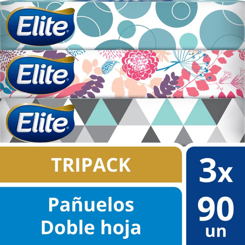 Pañuelos Faciales Elite Diseño 3 Paq 90 Un