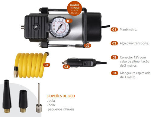 Mini Compressor 12v Portátil Automotivo Pneu - Premium Metal
