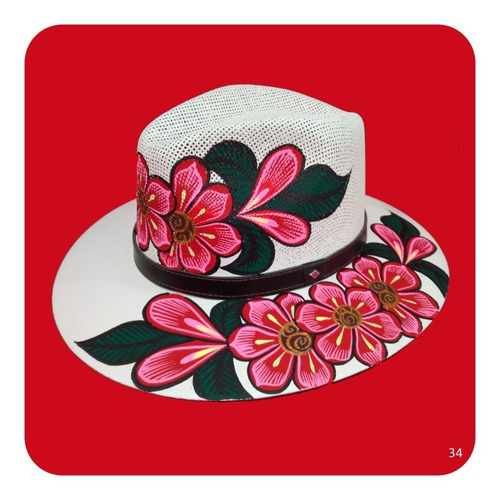Imagen 4 de 6 de Elegante Sombrero Artesanal Pintado A Mano Varios Modelos 4