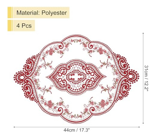 Uxcell 4pack Retro Mantel De Encaje 12x17 Pulgadas Oval Bord