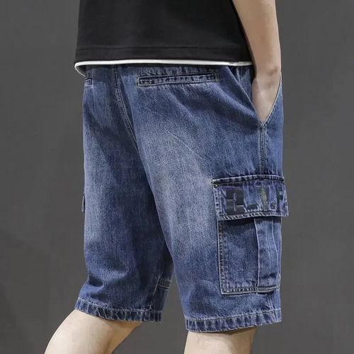 Pantalones Cortos Tipo Cargo De Mezclilla Informales Para Ho