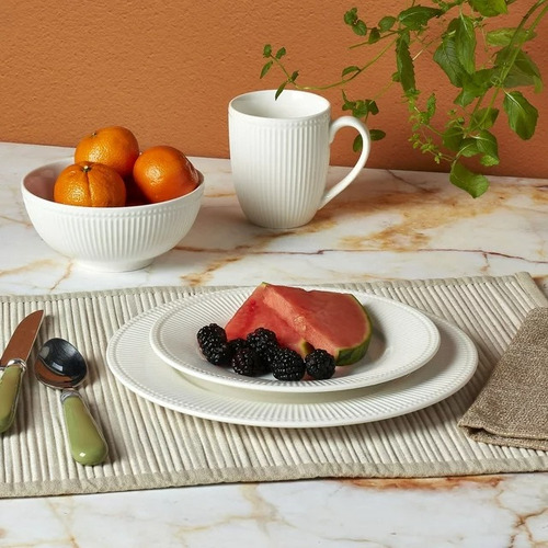 Vajilla Porcelana Con Relieve 16 Piezas 4 Persona Metro Home