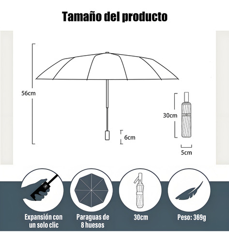 Paraguas Sombrilla portátil 8 Varillas con Protección UV color negro diseño diente de león