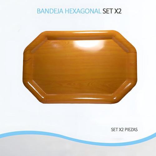 Bandeja Servir Hexagonal 51x33cm Plástica Set X2 Grande