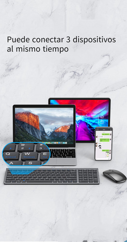 Juego De Teclado Y Mouse Recargable 2.4 Ghz + Bt Computadora