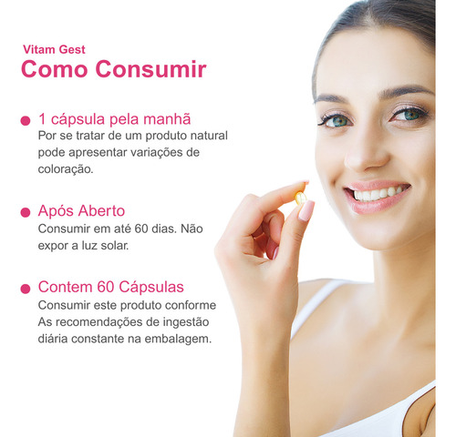 Kit 2 Vitamina Alimentar Vitam Gest 120 Cáps Natu7 Cápsula Grávida Natural Sabor Sem Sabor