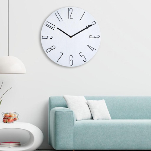 30cm Reloj De Pared Reloj De Cuarzo Columpio Sala De Blanco