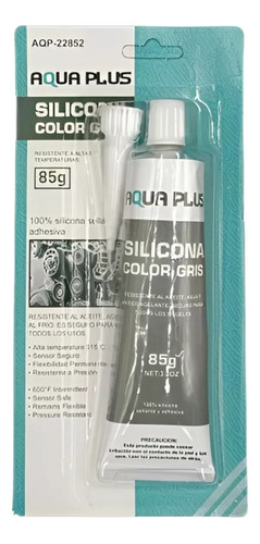 Silicone Color Gris Alta Temperatura Aquaplus  De 85g