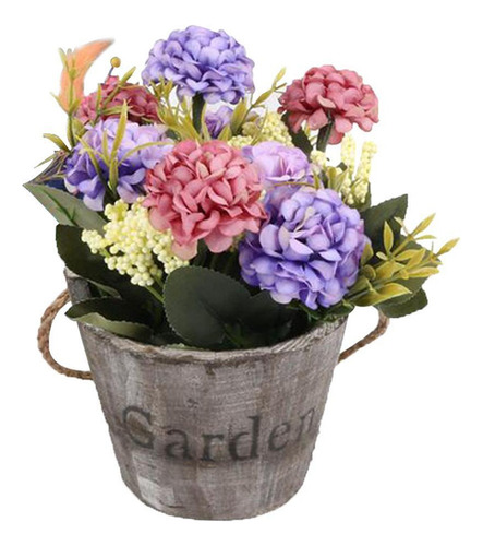 W W Hortensias En Maceta Artificiales Redondo Marrón Púrpura