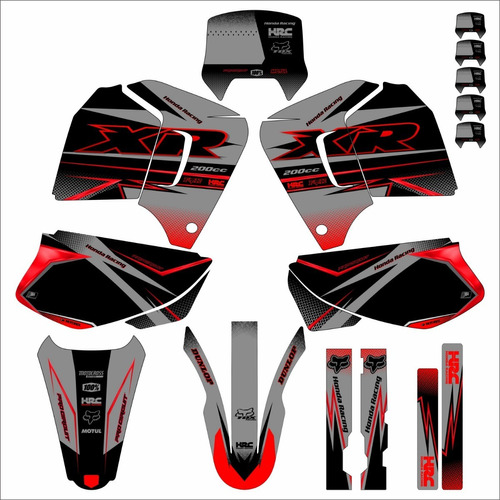 Kit Gráfico Adesivo Xr 200 - 0,20mm - Honda Cor Preto