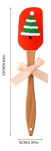 Espátula Con Diseño Navideño De Silicón Pino Navidad Color Rojo