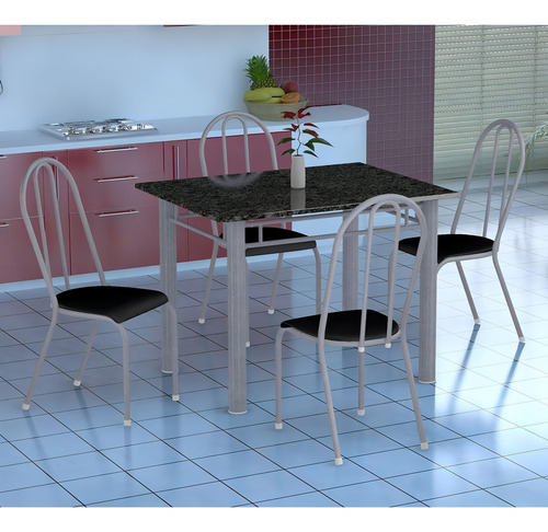 Conjunto De Mesa Genova Com 4 Cadeiras Alicante Branco Pr