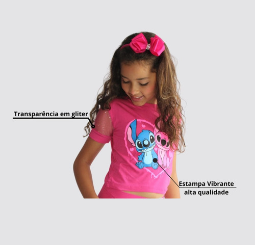 Conjunto Infantil Lilo Stitch + Chaveiro+tiara Super Kit