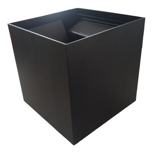 Aplique De Pared Box Ó Cubo10x10 Negro Luz Cálida