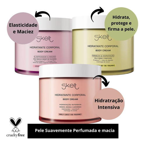 Kit Skelt Hidratante Desodorante Corporal Com 3 200g