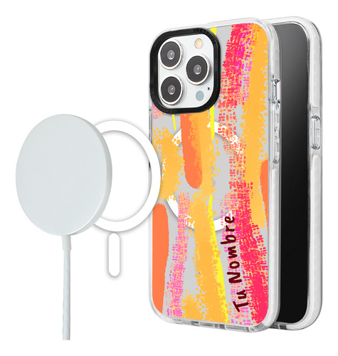 Funda Para iPhone Magsafe Mujer Pintura Manchas Con Nombre