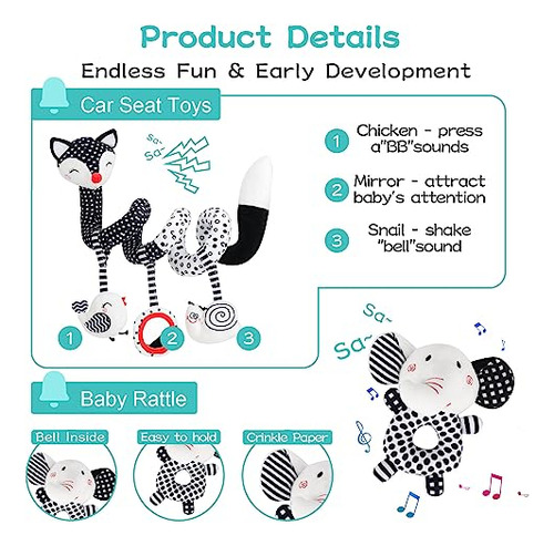 Set De 3 Juguetes Para El Asiento Del Coche Para Bebés De 0