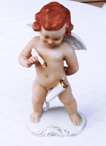 Monijor62-antiguo Angel Querubin Cupido Porcelana Alemana (Usado)