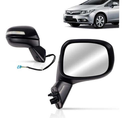 Retrovisor Civic 12 2013 2014 2015 2016 Elétrico Com Pisca