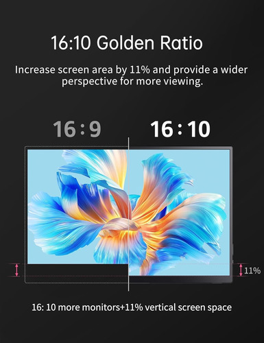 Monitor Portátil Para Juegos 2k 144 Hz, 16 Pulgadas, Qhd Hdr