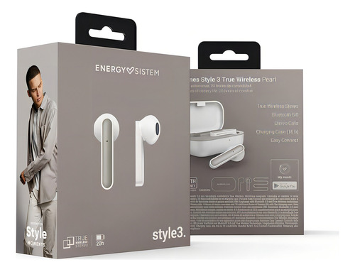 Fone de ouvido com bateria Energy Sistem Style 3 Bluetooth Tws Dimm, cor branca