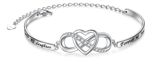 Pulsera De Plata De Ley 925 Con Corazón De Amor Infinito Con