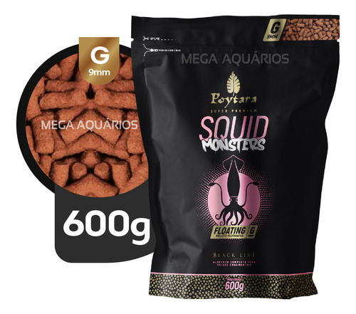 Ração Diária Peixe Jumbo Poytara Squid Monsters Floa G 600g