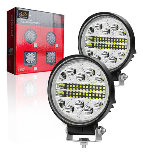 S Pack 2 Foco Led Neblinero 102w Redondo 34 Led 12 Y 24v S