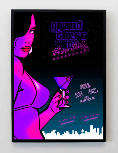 Cuadro 33x48cm Poster Gta Vice City Grand Theft Auto Fan Art