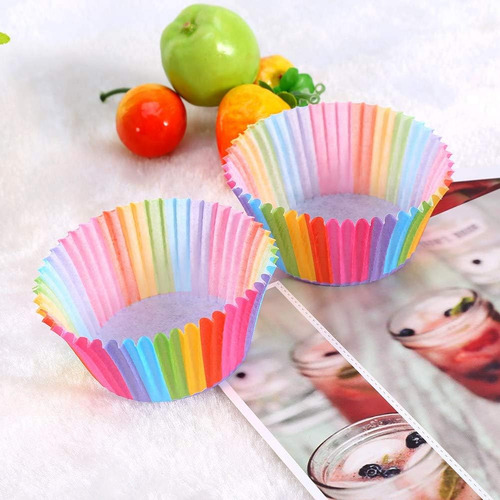 Envoltorios Para Magdalenas, 100 Unidades De Arco Iris Brill
