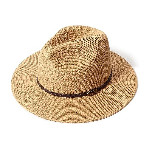 Sombrero De Paja Panamá Mujer Upf 50+ Playa Verano