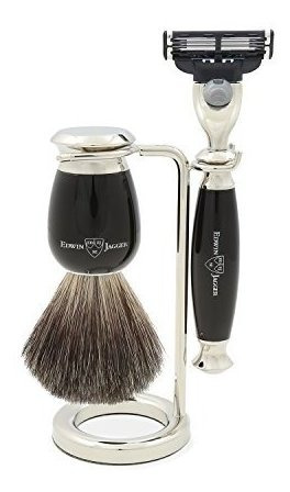 Imagen 3 de 4 de Edwin Jagger Simulated Ebony Y Nickel Shaving Set, Black