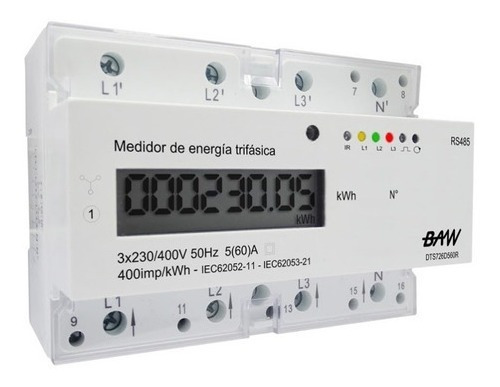 Medidor De Consumo Trifasico 60a 3x220v Luz Tension