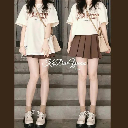 Traje De Falda Superior, Conjunto De Falda Plisada De Verano