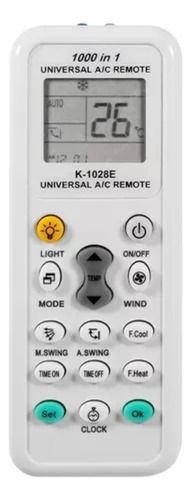 Control Universal K-1028e Aire Acondicionado Frio Calor Blanco