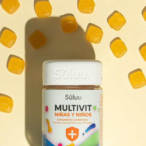Gomitas Multivitaminico Para Niños Calcio Suluu, 60 Gomitas. Durazno