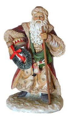 Papai Noel Em Resina Com Guirlanda Vm / Vd 25cm