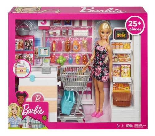 Playset Barbie Supermercado Con Muñeca Frp01