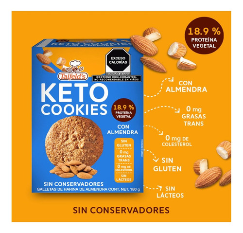 1 Caja Con 20pz De Keto Cookies Taifeld's 180g