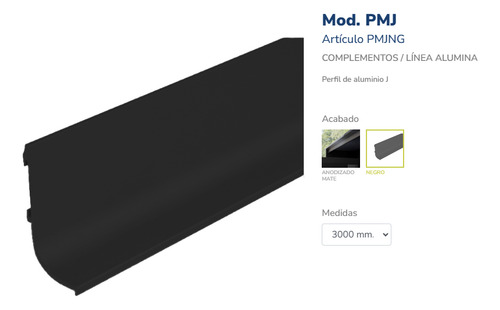 Perfil J Para Cajon Negro De Cocina X 3 Metros Gola Pmj Emr