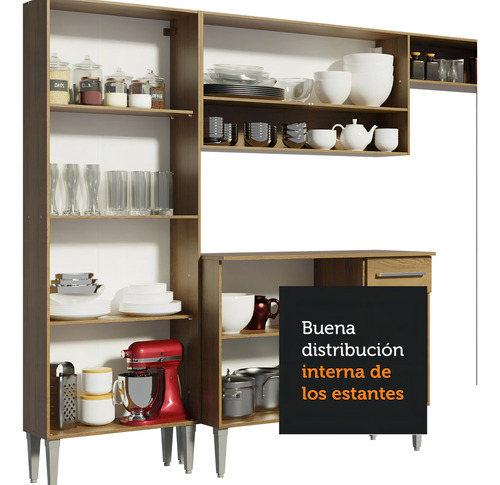 Cocina Integral Completa Modular Esquinero Madesa Emilly Space 325cm Color Marrón 03
