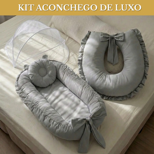 Kit Ninho Redutor + Almofada Amamentação + Mosquiteiro