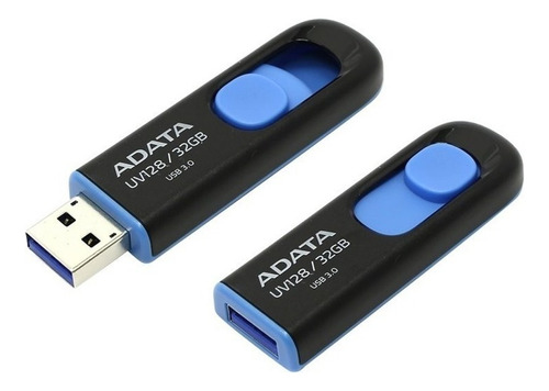 Memoria Usb Adata Dashdrive Uv128, 32gb, Usb 3.0 Negro/azul